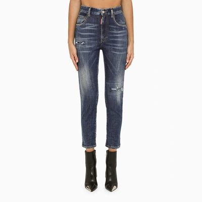 Shop Dsquared2 Blue Skinny Jeans With Wear