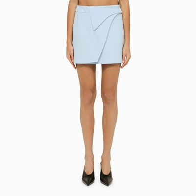 Shop Wardrobe.nyc | Light Blue Wrap-around Miniskirt