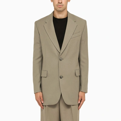 Shop Ami Alexandre Mattiussi Wide Taupe Single-breasted Jacket In Beige