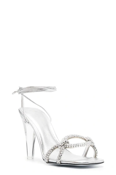 Valentino 100 Crystal Chain Sandals In Silver