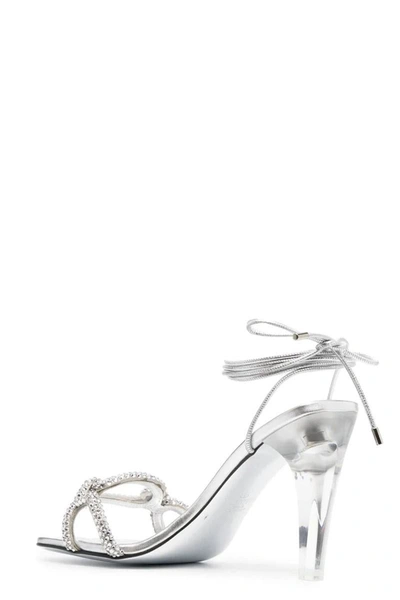 Valentino 100 Crystal Chain Sandals In Silver