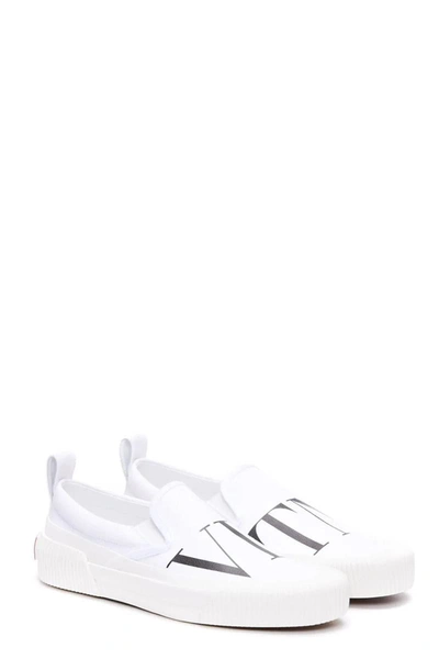 Valentino Vltn Canvas Slip-on Sneaker In White