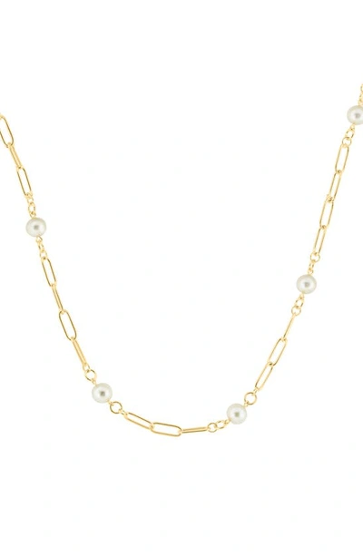 Shop Effy 14k Gold Plated Sterling Silver 7mm Freshwater Pearl Station Necklace