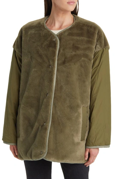 Shop Ugg Amelia Water Resistant Reversible Faux Fur Jacket In Burnt Olive
