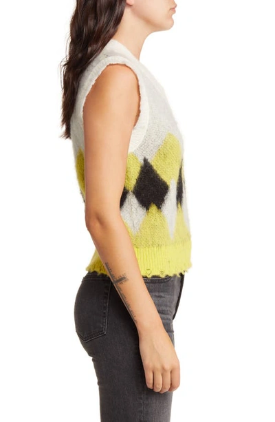 Shop Allsaints Hove Sweater Vest In White/ Yellow/ Black