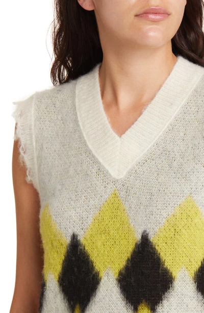 Shop Allsaints Hove Sweater Vest In White/ Yellow/ Black