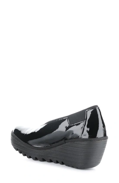 Shop Fly London Yoza Wedge Ballet Shoe In 011 Black