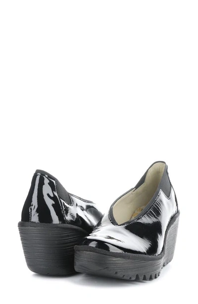 Shop Fly London Yoza Wedge Ballet Shoe In 011 Black