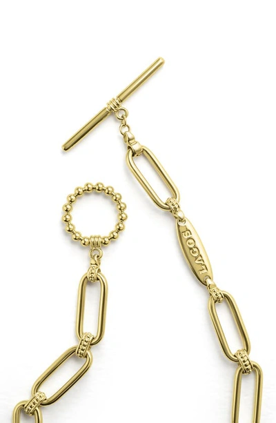 Shop Lagos Signature Caviar Smooth Link Toggle Bracelet In Gold