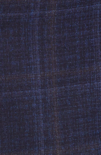 Emporio Armani Plaid Virgin Wool Blazer In Solid Medium Blue