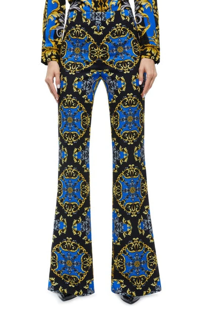 Shop Alice And Olivia Teeny Tapestry Print Flare Bootcut Pants In Regal Romance Sapphire