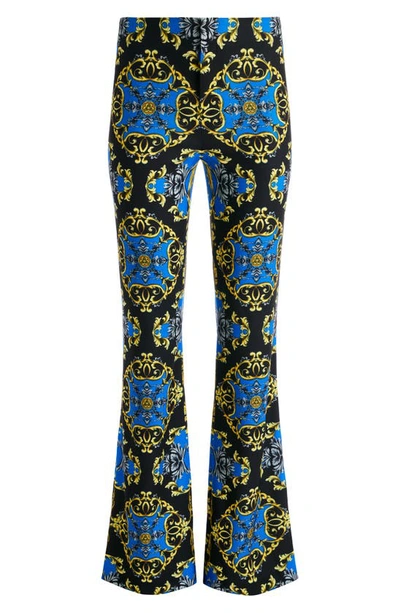 Shop Alice And Olivia Teeny Tapestry Print Flare Bootcut Pants In Regal Romance Sapphire