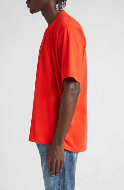 Shop Martine Rose Pulled Neck Logo Graphic T-shirt In Red/ Cyber