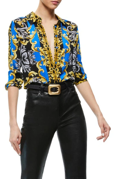 Alice + Olivia, Tops, Alice Olivia Willa Baroque Scarf Print Silk Shirt