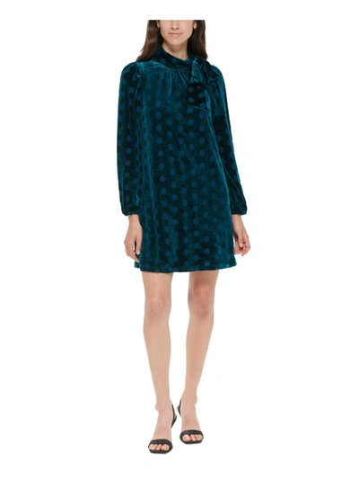 Shop Calvin Klein Womens Dotted Mini Shift Dress In Blue