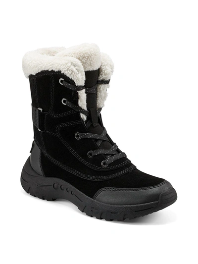 Shop Easy Spirit Norte Womens Suede Faux Fur Winter & Snow Boots In Black
