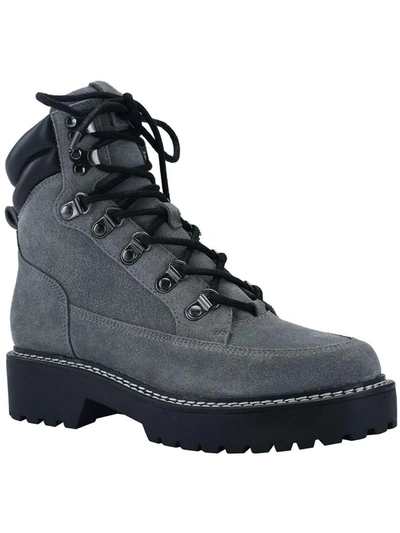 Shop Calvin Klein Shania Womens Suede Lace-up Combat & Lace-up Boots In Grey