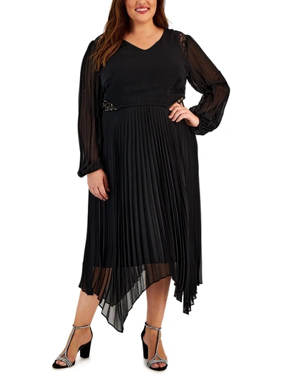 Shop Taylor Plus Womens Chiffon Pleated Maxi Dress In Black