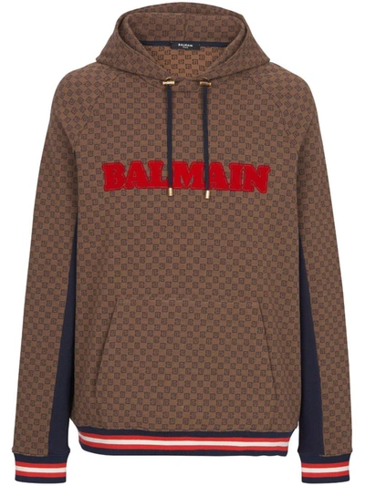 Shop Balmain Sweaters In Brown/navy/red