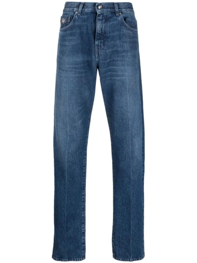 Shop Versace Straight-leg Jeans In Blue