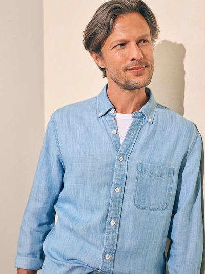 Shop Faherty Tried & True Chambray Shirt (tall) In Vintage Indigo