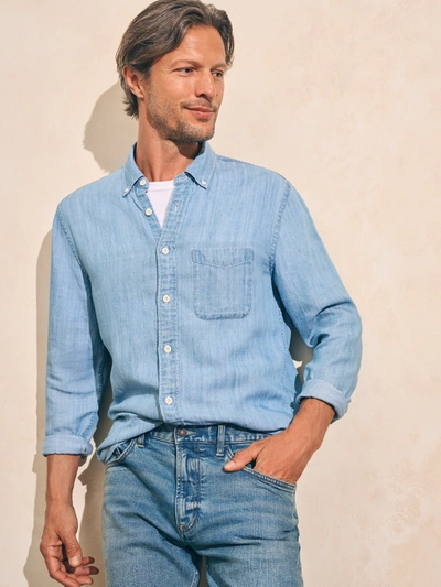 Shop Faherty Tried & True Chambray Shirt (tall) In Vintage Indigo