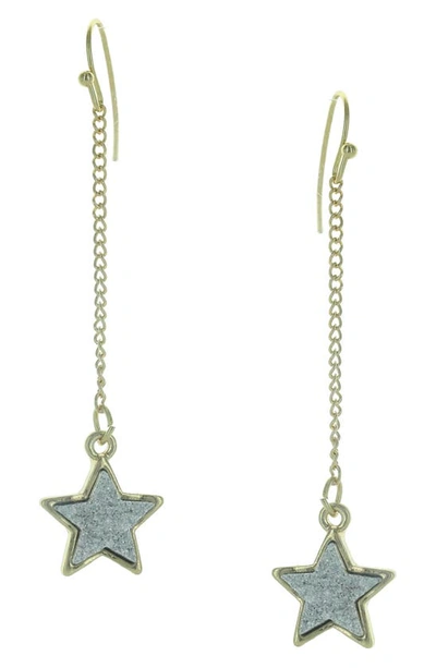 Shop Olivia Welles Ella Druzy Star Drop Earrings In Gold/ Silver