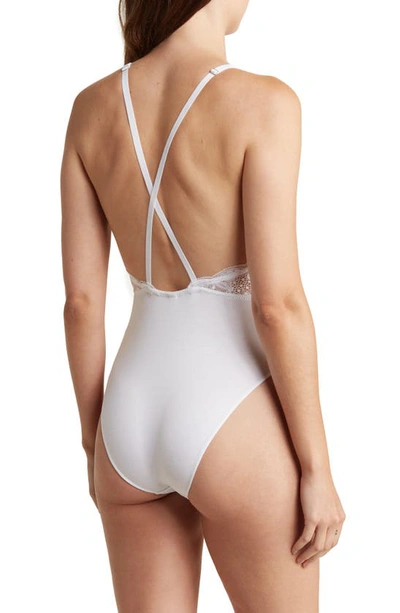 Shop Wishlist Plunge Neck Lace Bodysuit In White