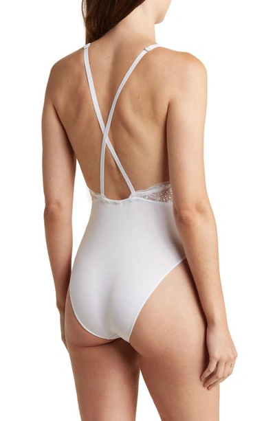 Wishlist Plunge Neck Lace Bodysuit In White