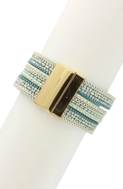 Shop Olivia Welles Emery Crystal Multistrand Bracelet In Green