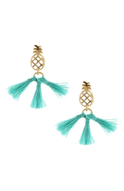 Shop Olivia Welles Tropic Colada Tassel Drop Earrings In Green