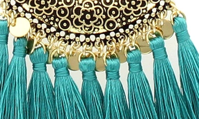 Shop Olivia Welles Viona Fringe Necklace In Blue
