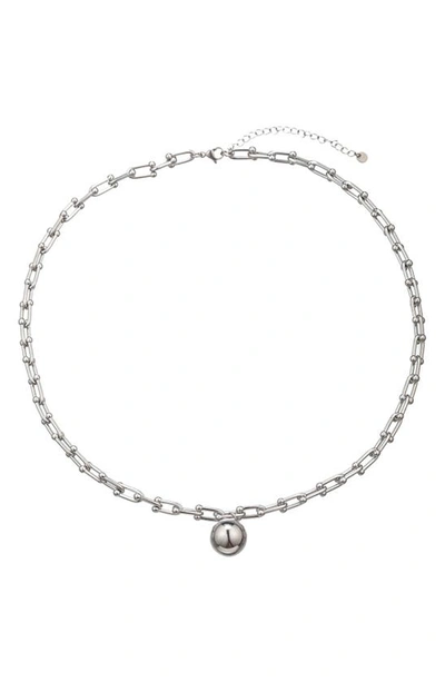 Eye Candy Los Angeles Liam Lock Pendant Paperclip Necklace In Silver