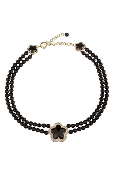 Shop Eye Candy Los Angeles Elizabeth Agate Beaded Necklace In Black