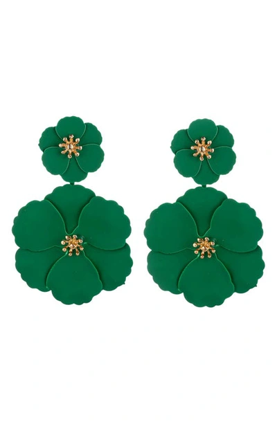 Shop Eye Candy Los Angeles Kelly Floral Drop Earrings In Green