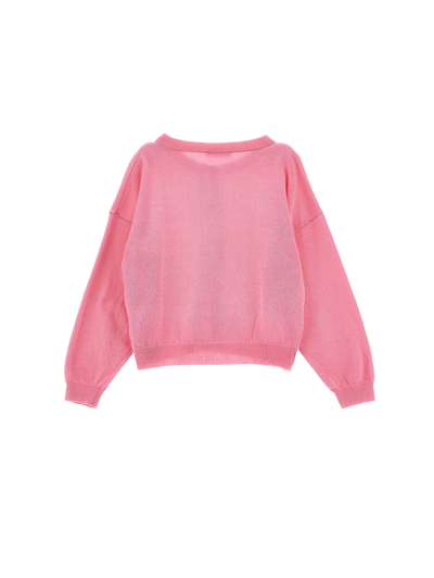 Monnalisa Supersoft Cardigan With Bow In Sachet Pink