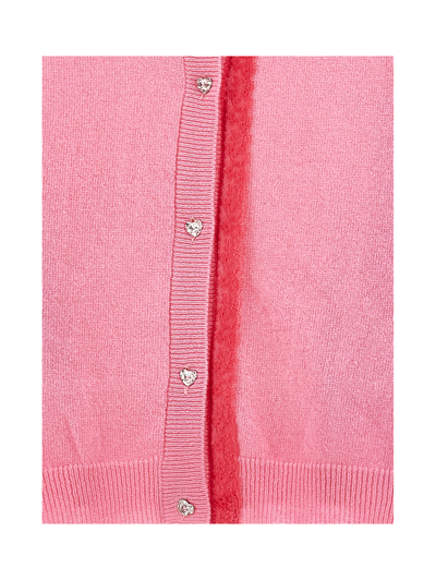 Monnalisa Supersoft Cardigan With Bow In Sachet Pink