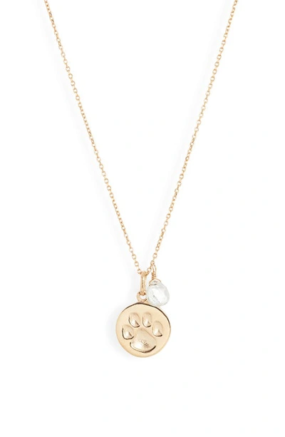 Shop Anzie Paw Pendant Necklace In Gold