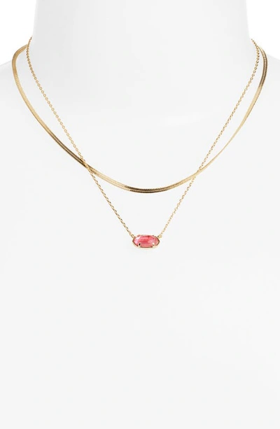 Shop Kendra Scott Grayson Herringbone Multistrand Pendant Necklace In Gold Burgundy Illusion