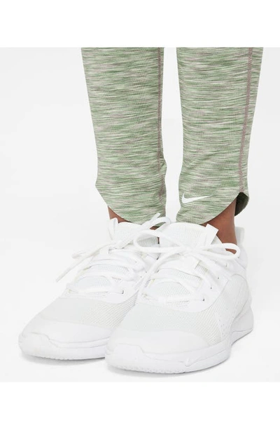 Shop Nike Kids' Dri-fit Leggings In Oil Green/ White