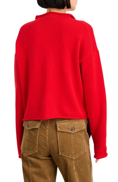 Alex Mill Taylor Rollneck Cardigan In Cotton Cashmere In Fire Red