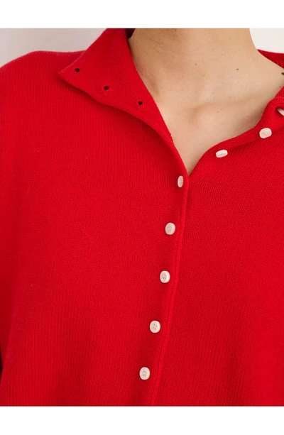 Alex Mill Taylor Rollneck Cardigan In Cotton Cashmere In Fire Red