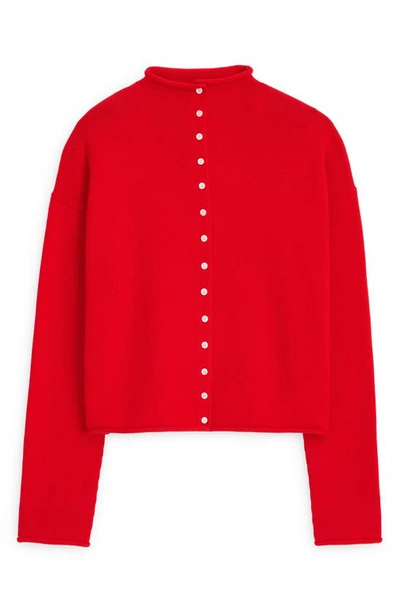 Alex Mill Taylor Rollneck Cardigan In Cotton Cashmere In Fire Red