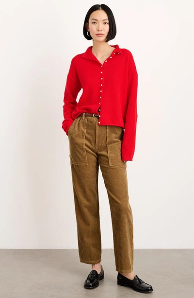 Alex Mill Taylor Rollneck Cardigan In Cotton Cashmere In Fire Red