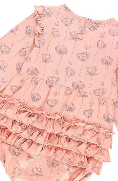 Shop Rufflebutts Floral Ruffle Romper & Headband Set In Pink