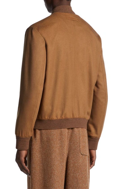 Zegna Water Repellent Elements Oasi Cashmere Bomber Jacket In Brown