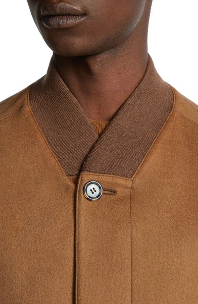 Zegna Water Repellent Elements Oasi Cashmere Bomber Jacket In Brown