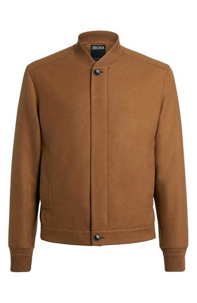 Shop Zegna Water Repellent Elements Oasi Cashmere Bomber Jacket In Vicuna