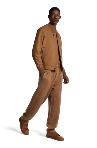 Zegna Water Repellent Elements Oasi Cashmere Bomber Jacket In Brown