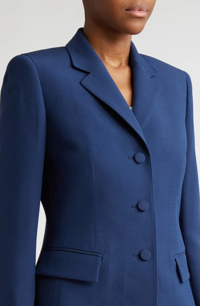 Shop Lafayette 148 Academy Wool & Silk Crepe Blazer In Midnight Blue